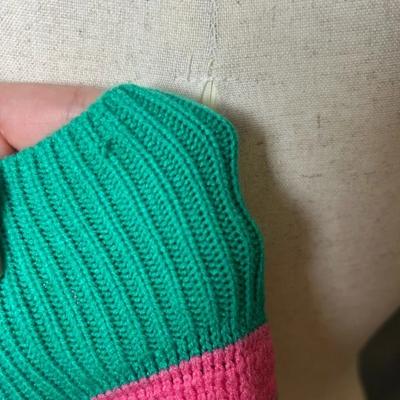 THML Green & Pink Pullover knit polo sweater preppy academia twee NWT XS - Picture 7 of 7